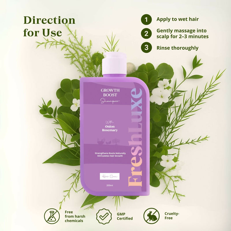 FreshLuxe Growth Boost Shampoo Hair-Fall Control Cleanser Onion & Rosemary
