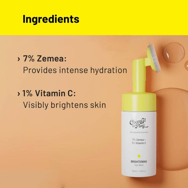 Chemist At Play Brightening Face Wash with 7% Zemea + 1% Vitamin C For Deeply Cleanses & Brightens the Skin