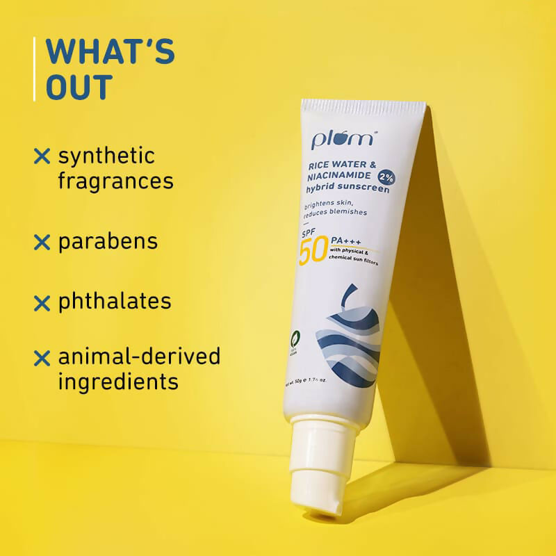 Plum 2% Niacinamide Sunscreen SPF 50 PA+++ UVA/B - Reduces Tan, No White Cast, Dermat Tested