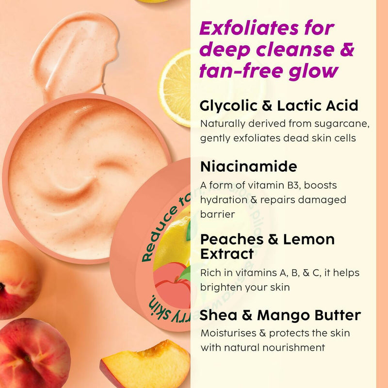PLIX The Plant Fix Peaches & Lemon Detan Pair with Bump Eraser Body Scrub & SPF15 Body Lotion