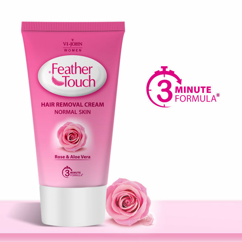 VI-JOHN Feather Touch Rose & Aloevera Hair Removal Cream for Women for Normal Skin, Suitable for Legs, Underarms, Bikini Line, Arms