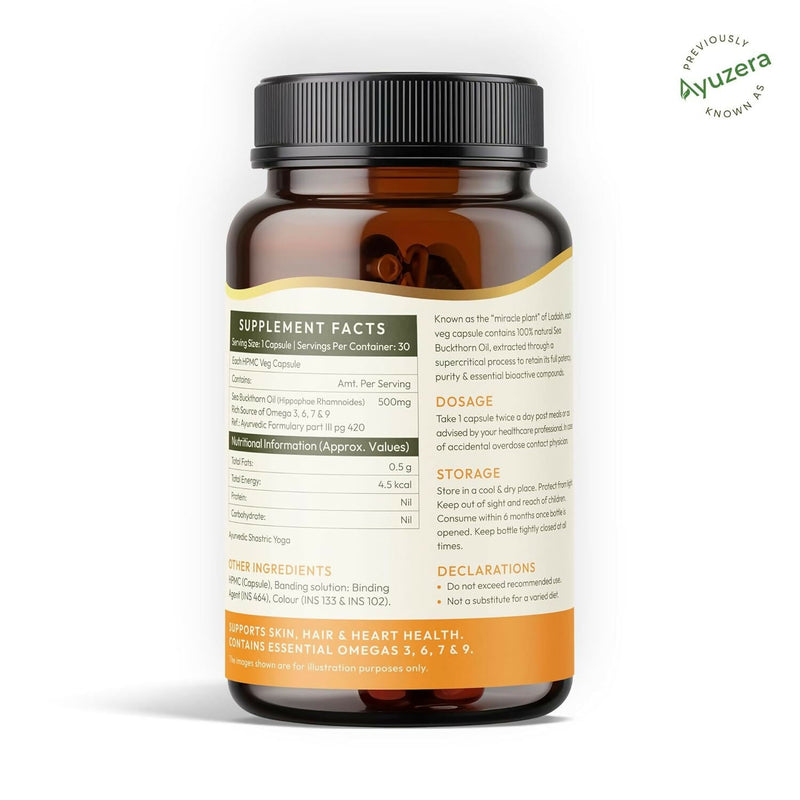 Wellwith Sea Buckthorn Berry Oil Vegan Omega 7 500mg, Softgels Capsules