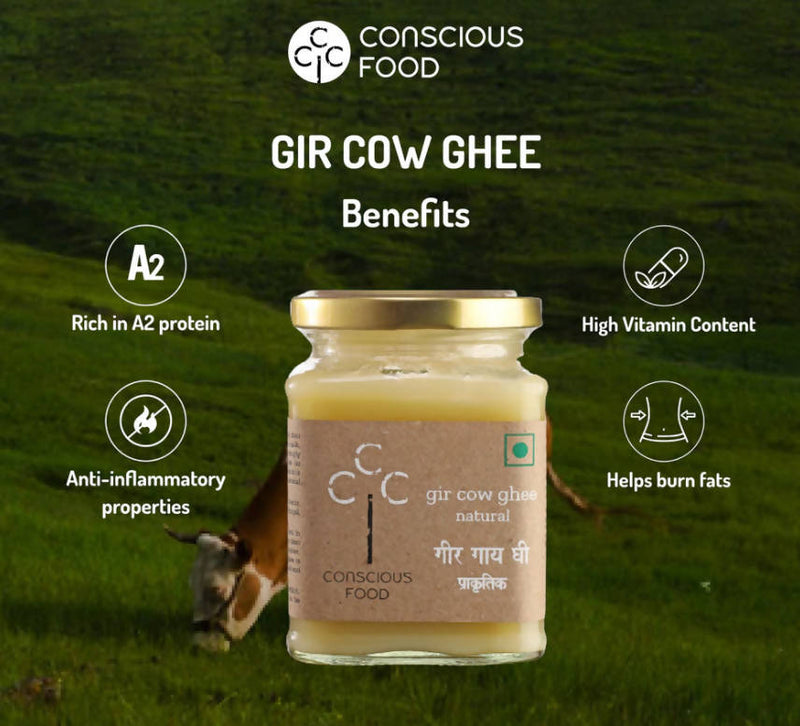 Conscious Food A2 Gir Cow Ghee (Bilona Preparation) | 100% Gir Cow Ghee | Homemade & Organic Ghee