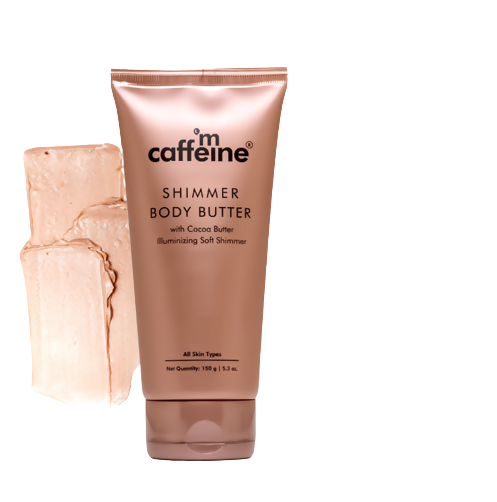 Caffeine shimmer body butter tube on a white background