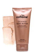 Caffeine shimmer body butter tube on a white background