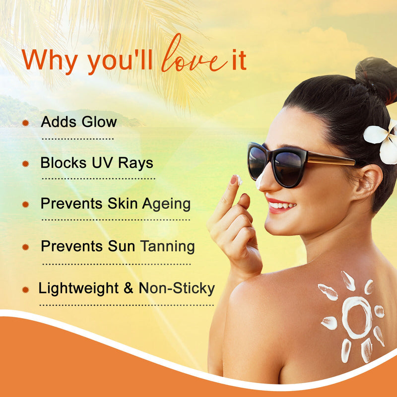 Globus Naturals Vitamin C Sunscreen Cream with Goodness of Coconut & Papaya For Sun Protection All Skin Types