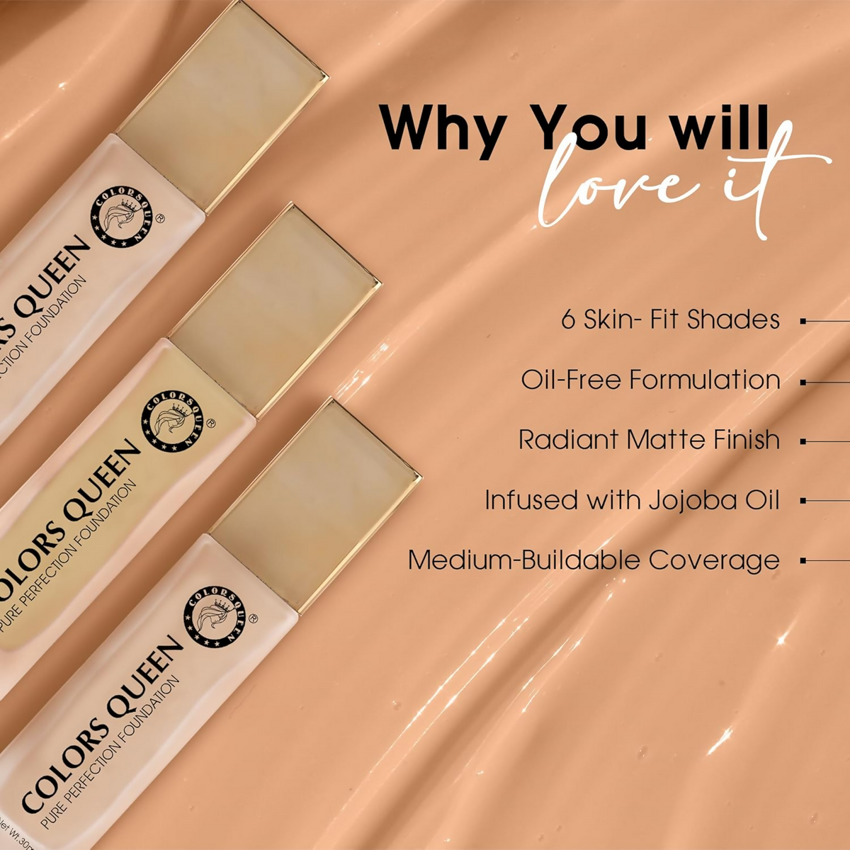 Colors Queen Pure Perfection Foundation – 03 Natural Beige