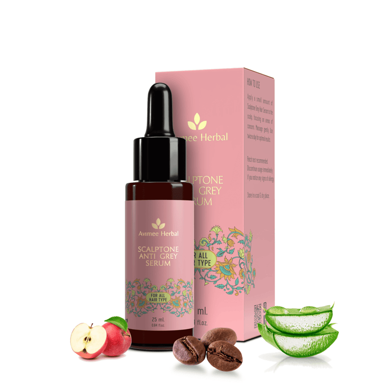 Avimee Herbal Anti Grey Hair Combo - Keshkrishna Hair Oil And Scalptone Grey Hair Serum, Restores Natural Color