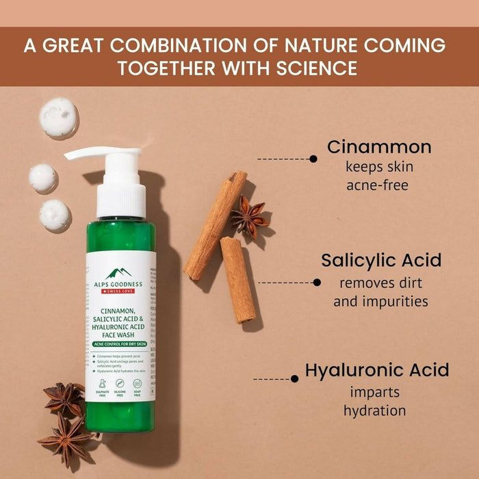 Alps Goodness Cinnamon, Salicylic Acid & Hyaluronic Acid Facewash
