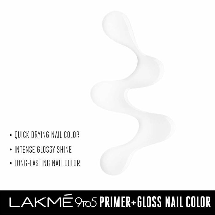 Lakme 9 to 5 Primer + Gloss Nail Polish - Perfect Top Coat for a Flawless Finish