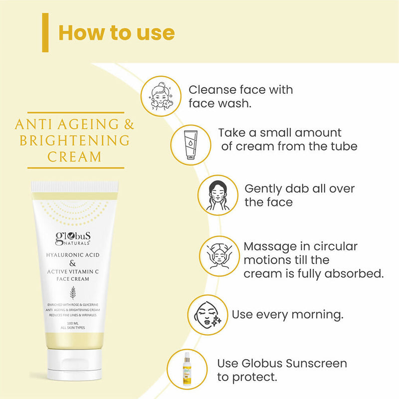 Globus Naturals Hyaluronic Acid & Vitamin C Anti Ageing Face Cream