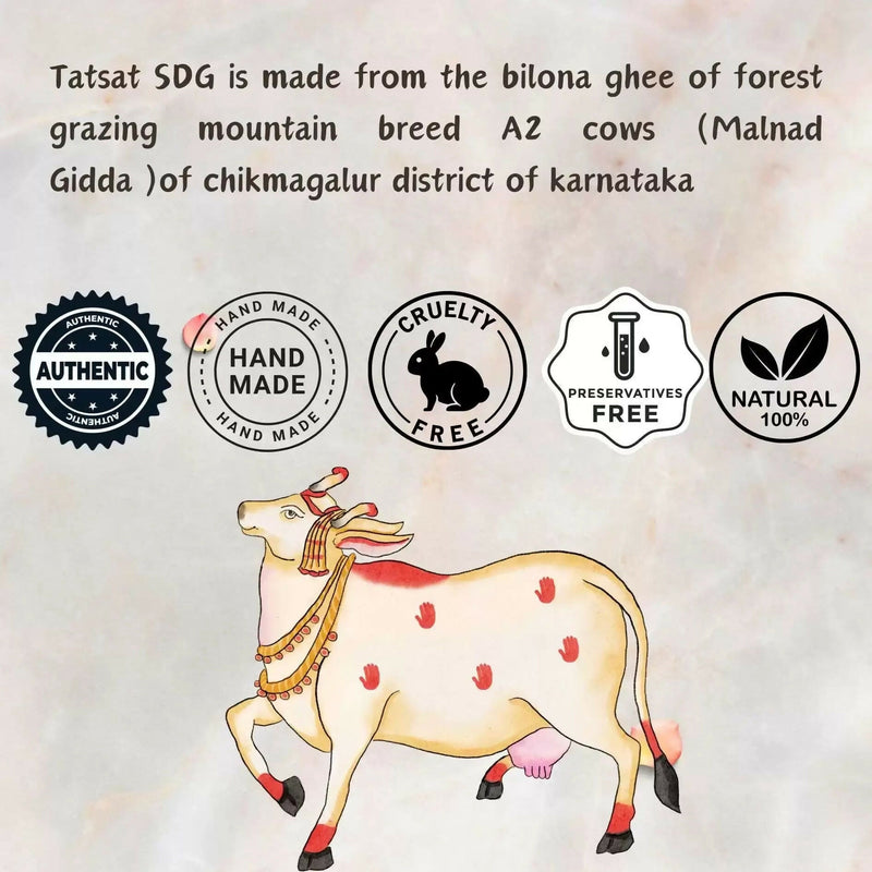 Tatsat Shata Dhauta Ghrita -100 Times Washed Desi Cow A2 Ghee Moisturizing Cream Infused with Rose Absolute Oil