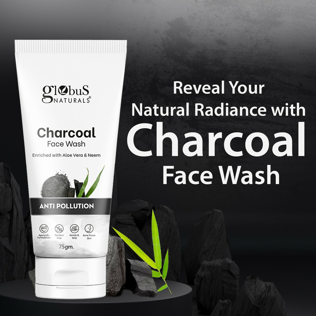 Globus Naturals Anti Pollution Charcoal Face Wash