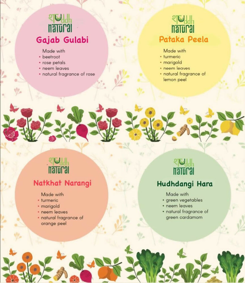 Shuddh Natural Ubtan Based Herbal Gulal, Ayurvedic Thandai Powder, Floral Tisane, Natural Honey | Holi Gift Hamper