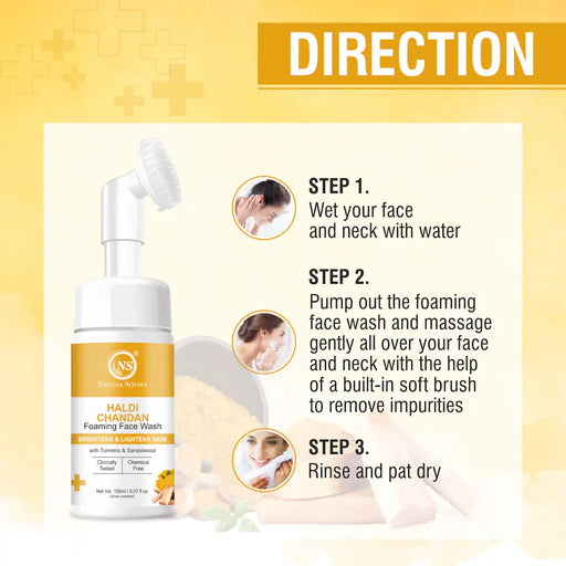 Nuerma Science Haldi Chandan Foaming Face Wash | Improve Skin Texture & Reduces Acne