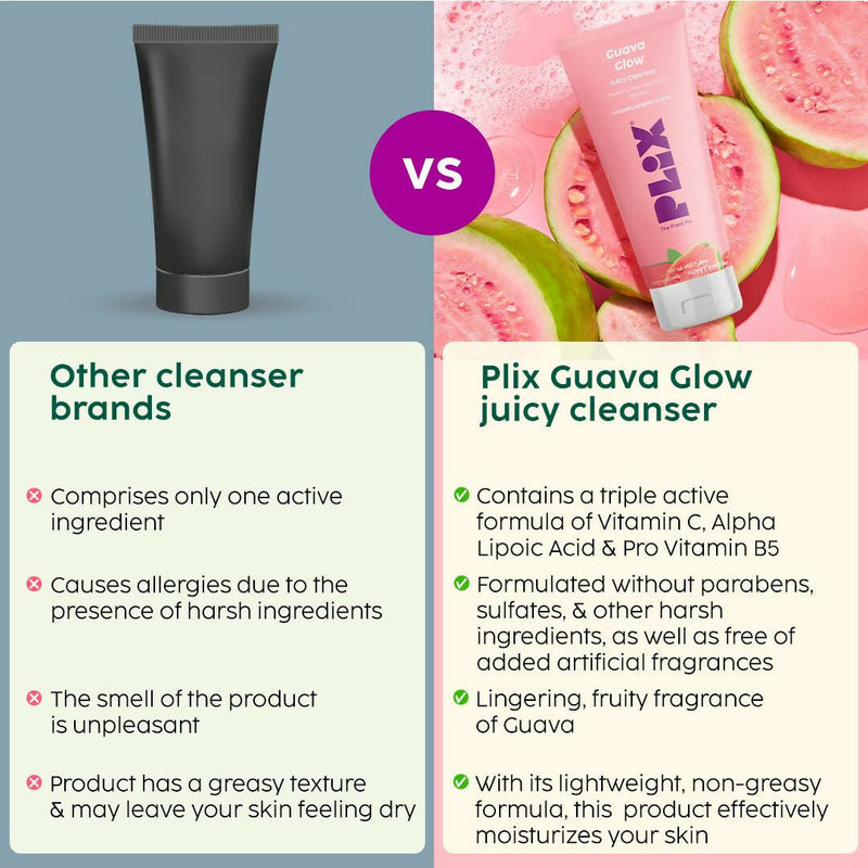 PLIX The Plant Fix Guava Glow Juicy Cleanser For Skin Brightening With Vitamin C