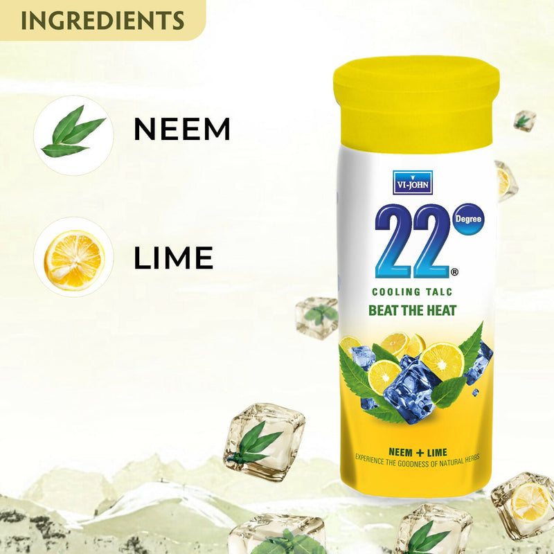 VI-JOHN 22 Degree Cooling Talc Beat the Heat Neem and Lime