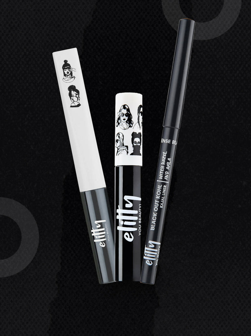 Elitty Eye Gotta Feeling Ultimate Black 3 in 1 Eyeliner, Kajal, Mascara Combo