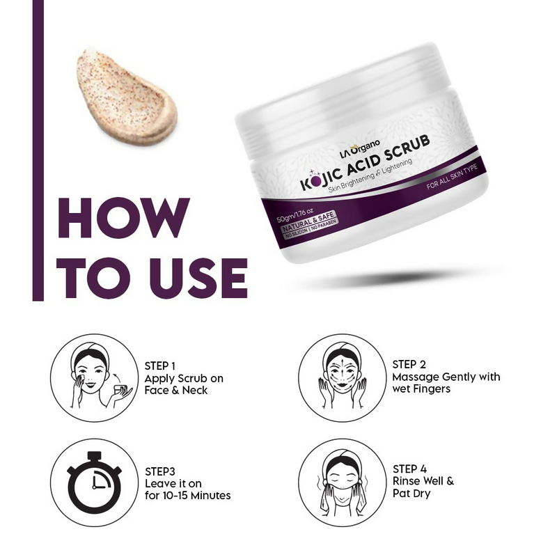 LA Organo 1% Kojic Acid Skin Lightening & Brightening Face & Body Scrub