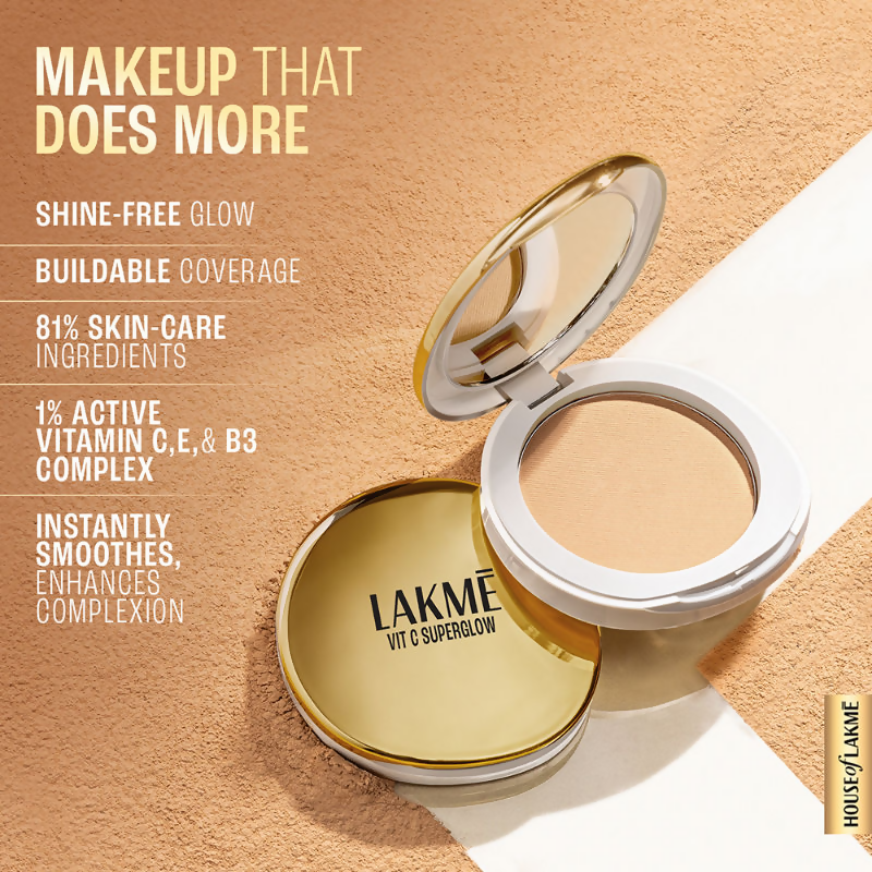 Lakme Vitamin C Superglow Skin Perfecting Compact with 1 % Vit C - Cinnamon