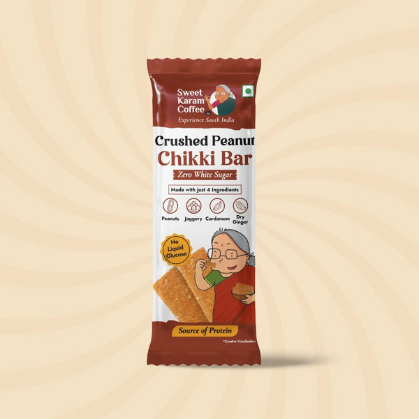 Sweet Karam Coffee Crushed Peanut Chikki Bar (Zero White Sugar)