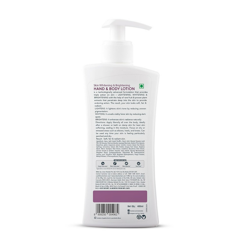 Lotus Herbals Whiteglow Skin Brightening Hand & Body Lotion
