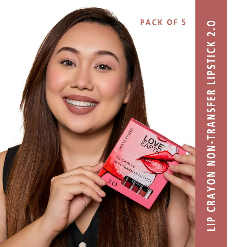 Love Earth Lip Crayon Non-Transfer Lipstick 1.O And Sharpener