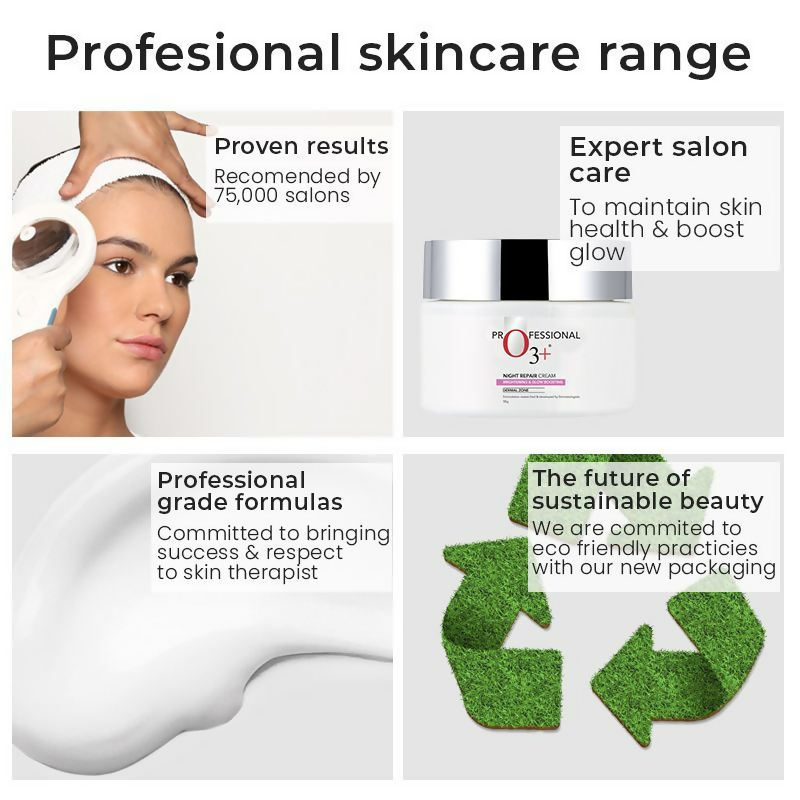 Professional O3+ Night Repair Cream Moisturiser For Brightening & Glow Boosting
