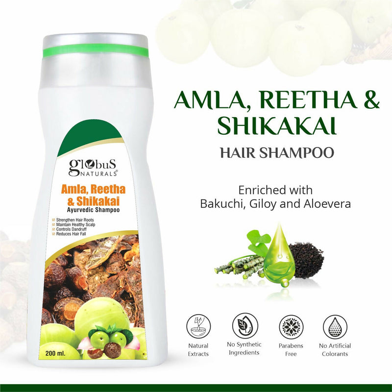 Globus Naturals Amla Reetha Shikakai Shampoo