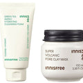 Innisfree Super Volcanic Pore Clay Mask 2X & Green Tea Foam Cleanser Combo