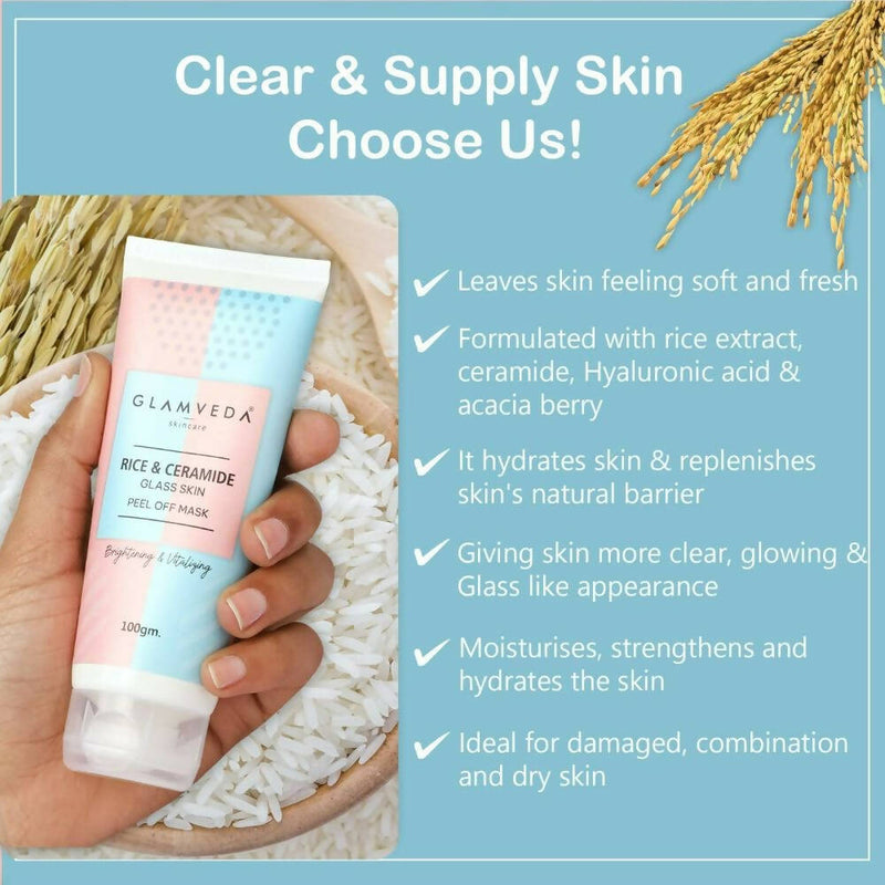 Glamveda Rice & Ceramide Korean Glass Skin Peel Off Mask