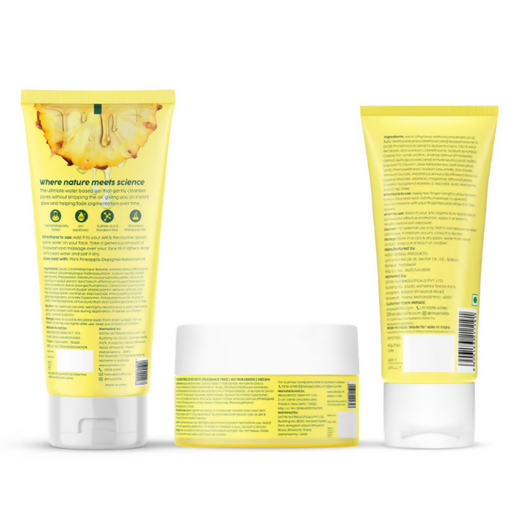 PLIX The Plant Fix Pineapple De-pigmentation Regime Juicy Face Wash, Smoothie Moisturizer & Dewy Sunscreen