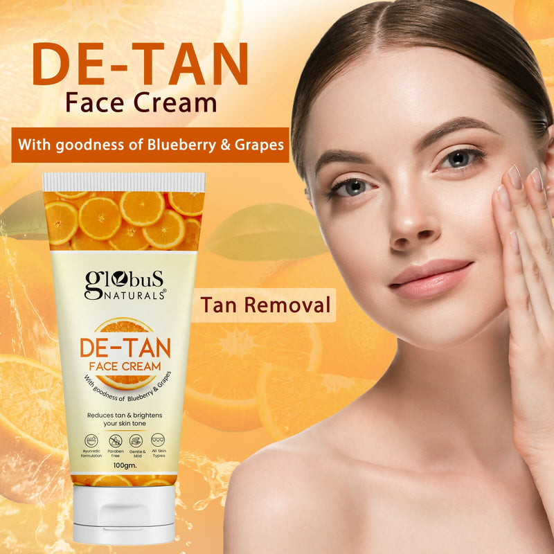 Globus Naturals De Tan Face Cream, Suitable For All Skin Types