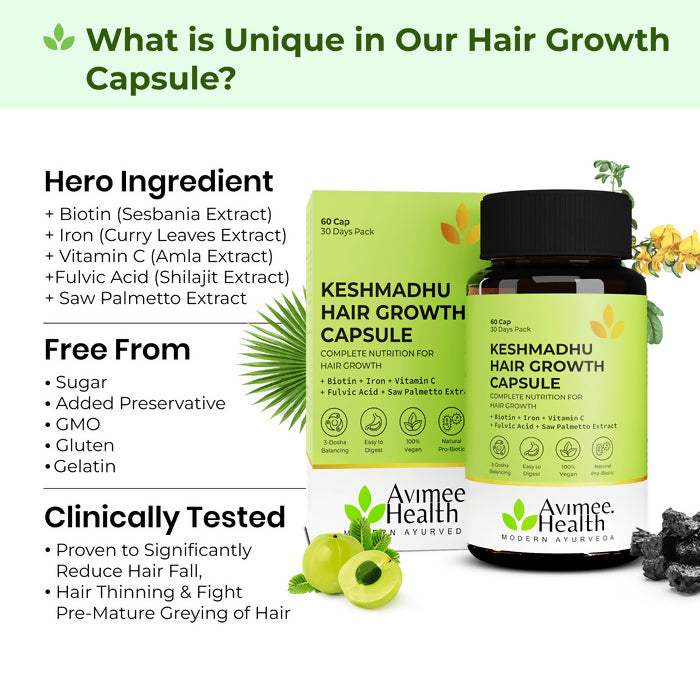 Avimee Herbal Keshmadhu Hair Growth Capsule with Biotin