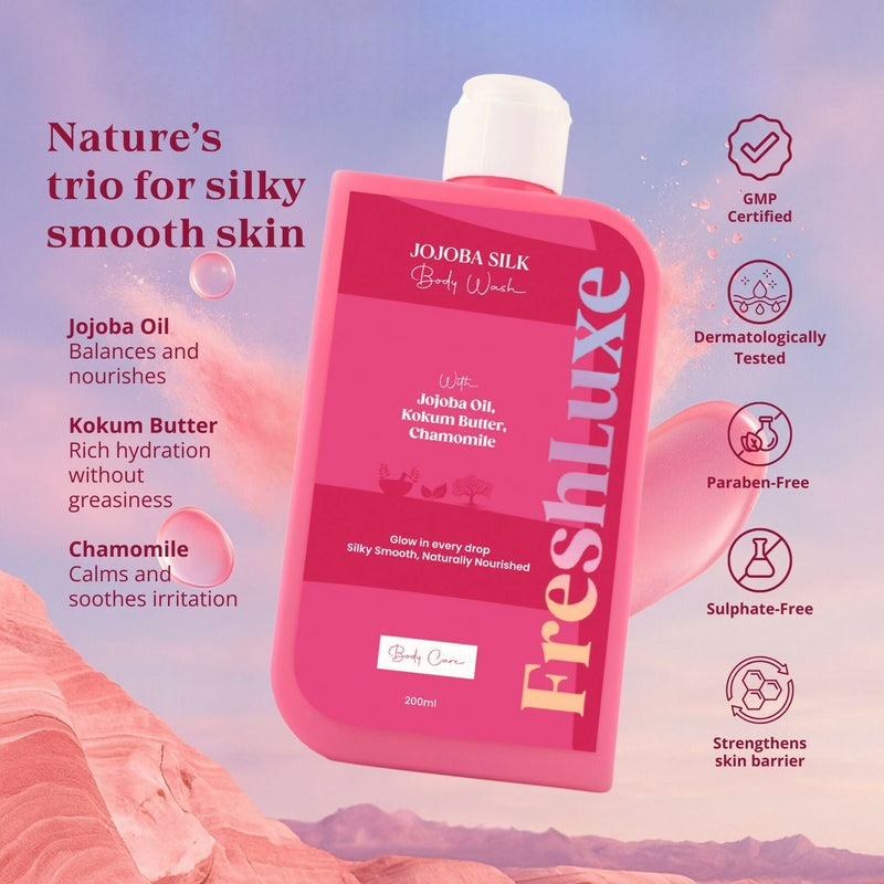 FreshLuxe Silk Bodywash Exfoliating & Hyderation Jojoba, Camomile & Ylang Ylang
