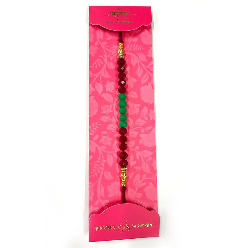 Green & Maroon Stones Rakhi - Limited Time Offer