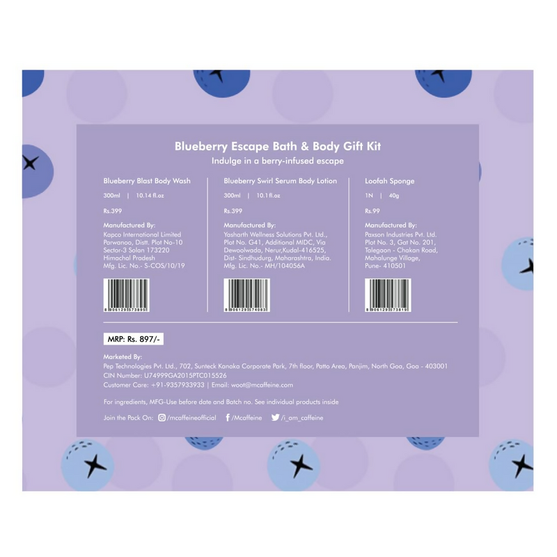 mCaffeine Blueberry Escape Bath & Body Gift Kit Set