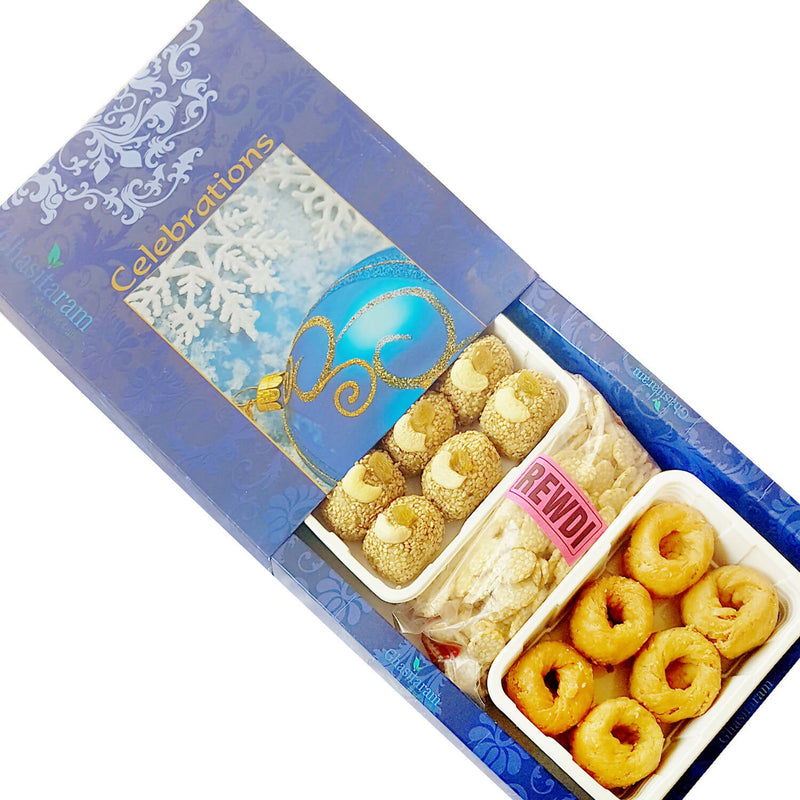 Ghasitaram Sankranti /Lohri Gifts Sweets-Til Laddoo, Revadi And Khajoor Hamper