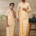 Father & Son Full Sleeves Art Silk Combo Swayamvara Fresh Peach