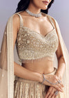 Peach Georgette Lehenga Set With Cut Dana Moti Work