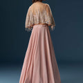 Peach Lehenga With Embroidered Blouse And Coordinating Cape