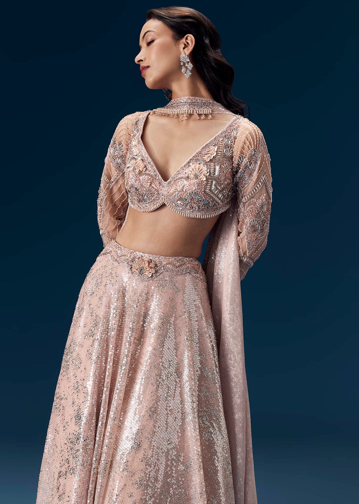 Pink Bridesmaid Lehega with Choker Dupatta