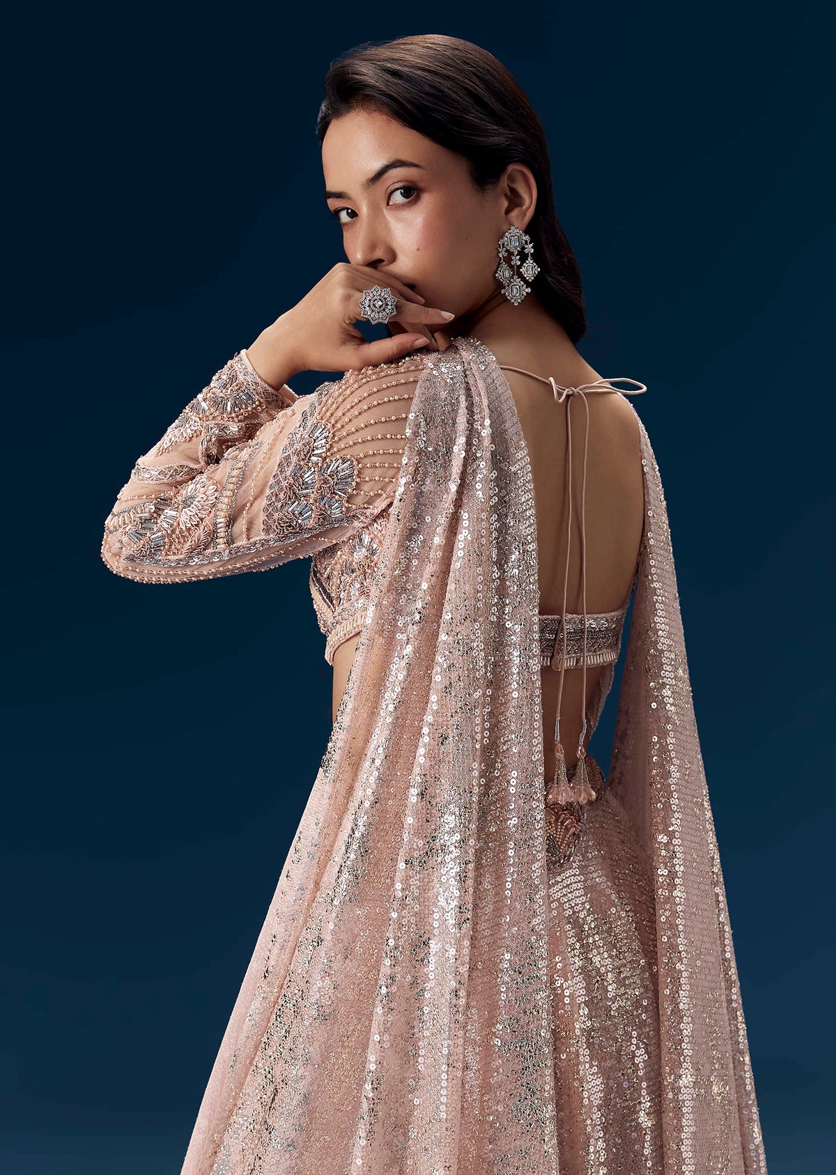 Pink Bridesmaid Lehega with Choker Dupatta