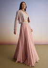 Pink Georgette Moti Resham Work Lehenga Jacket Set