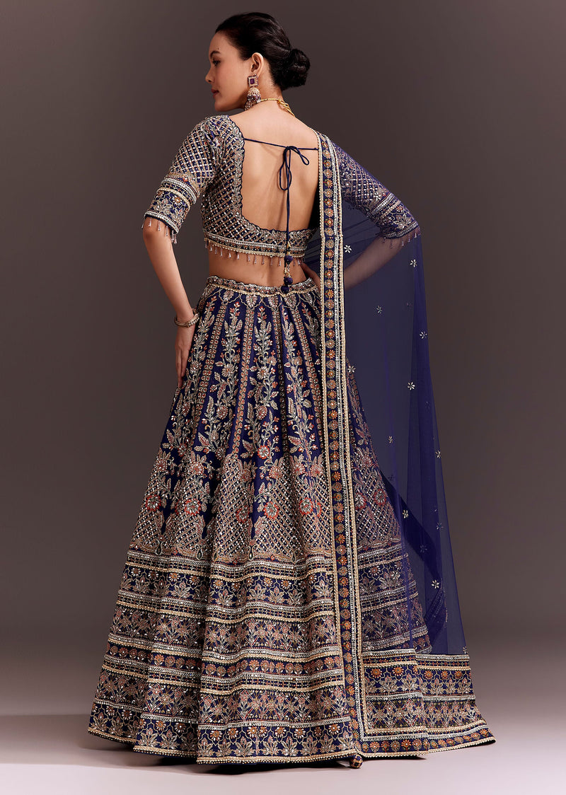 Purple Zari Embroidered Lehenga Set