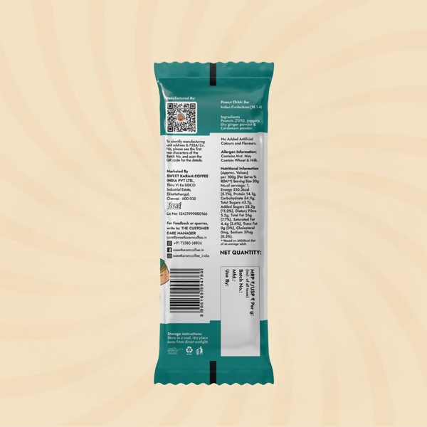 Sweet Karam Coffee Peanut Chikki Bar (Zero White Sugar)