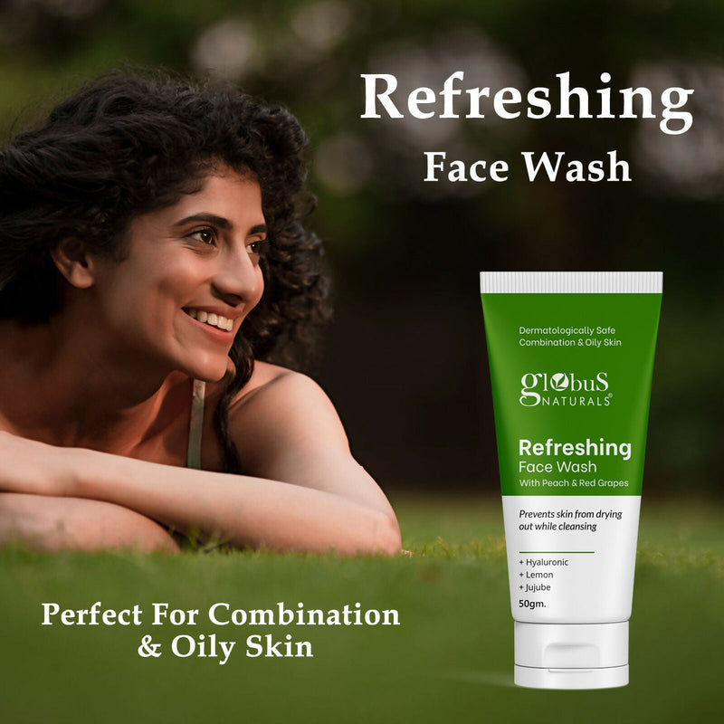 Globus Naturals Refreshing Face Wash with Peach & Red Grapes