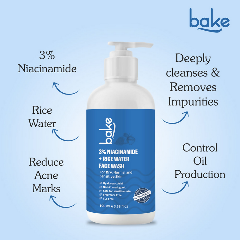 Bake 3% Niacinamide Face Wash with Rice Water
