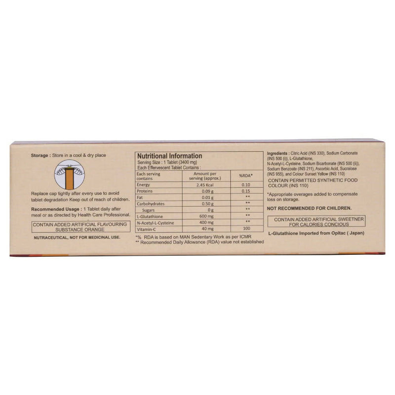 Pure Nutrition Glutathione 500mg with Vitamin C & Saffron Effervescent Tablets