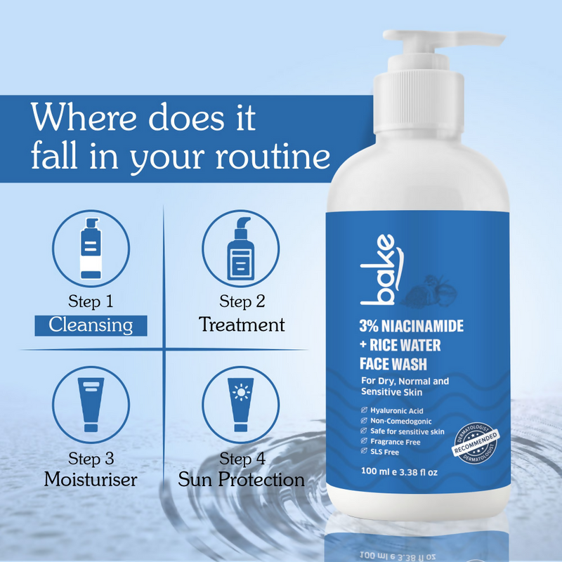 Bake 3% Niacinamide Face Wash with Rice Water